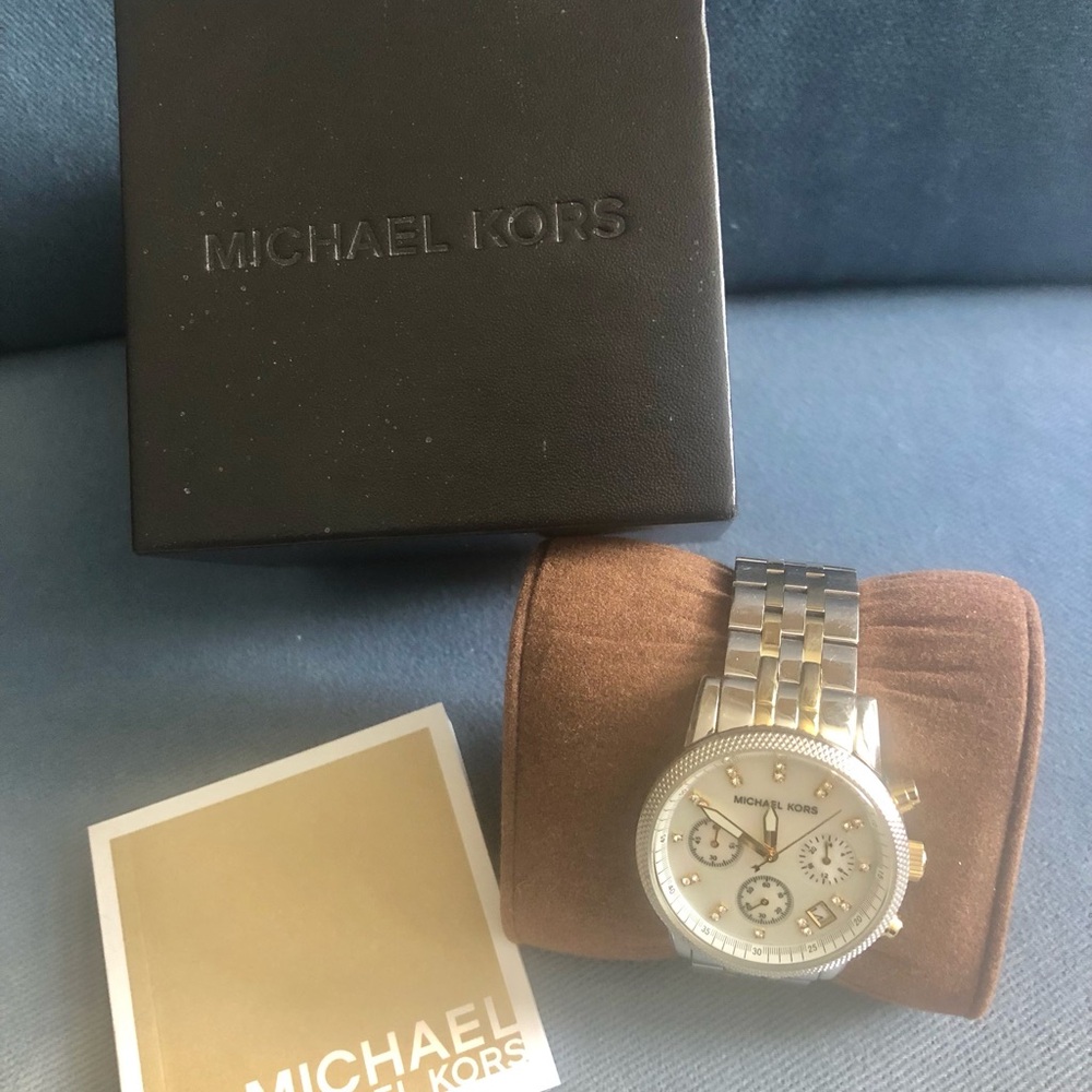 Michael Kors Silver Watch with Gold Accents